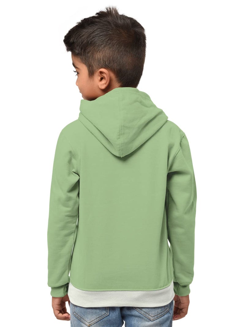 HELLCAT Boys Regular Fit Fullsleeve Hooded Neck Cotton Blend Sweatshirt with Rib - Pack of 1 - Light Green_7-8 Years - Image 3