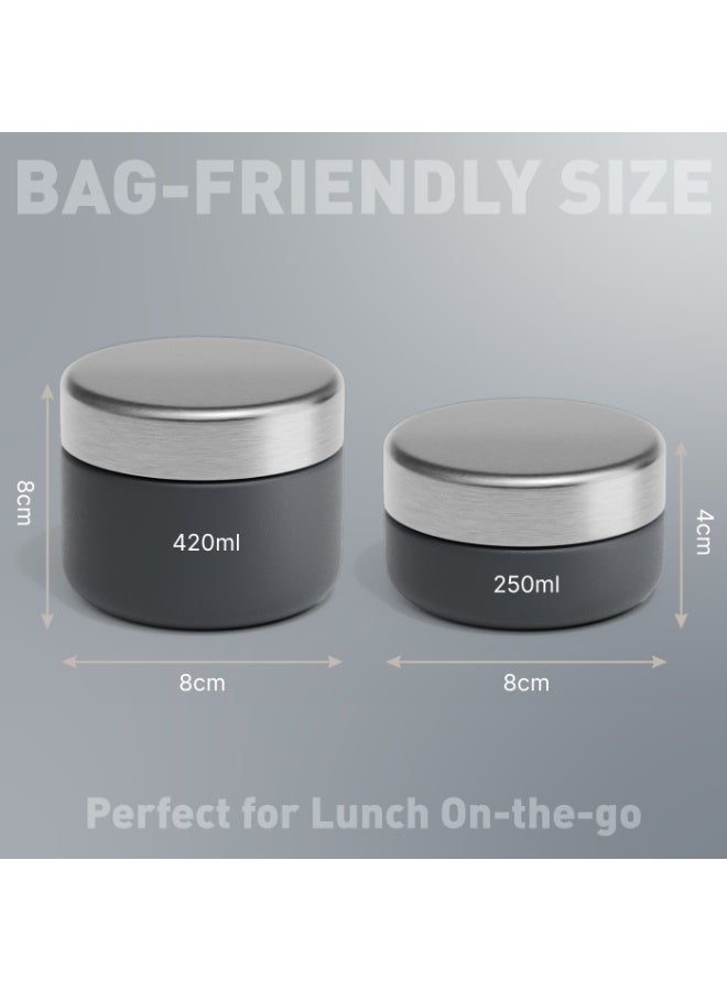 BEOLA Set of 2 Single Wall Stainless Steel Food Jars, Stainless Steel Lunch Box, Food Containers for Lunch On-the-go, Tiffin for Adults or Kids, Perfect for School or Office, BPA FREE (Lava Gray) - Image 3