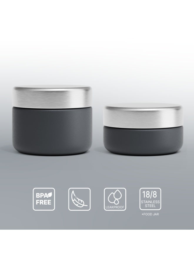 BEOLA Set of 2 Single Wall Stainless Steel Food Jars, Stainless Steel Lunch Box, Food Containers for Lunch On-the-go, Tiffin for Adults or Kids, Perfect for School or Office, BPA FREE (Lava Gray) - Image 5