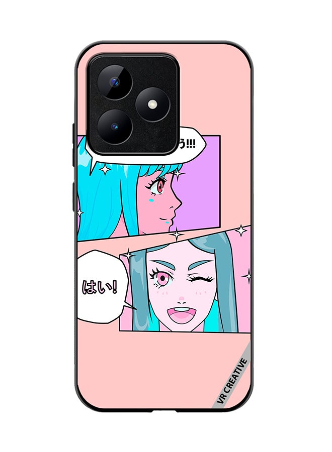VR CREATIVE Protective Case Cover For Realme C53 Cute Pastel Collage With Manga Comics Frames With Anime Characters Design Multicolour - Image 1