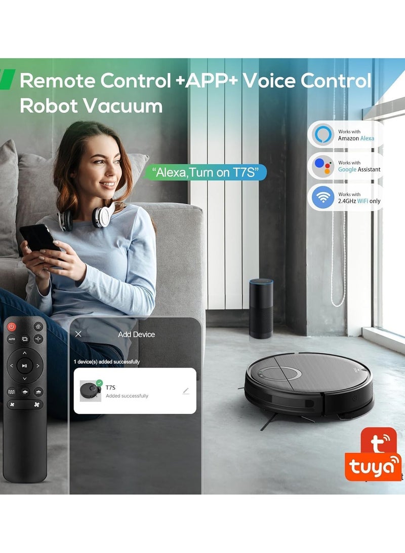 Robot Vacuum and Mop Combo, 2 in 1 Mopping Robotic Vacuum Cleaner with Schedule, Wi-Fi.App.Remote, Max Suction 2000Pa, Self Charging, Slim, Ideal for Hard Floor, Pet Hair, Low Pile Carpet  - Image 2