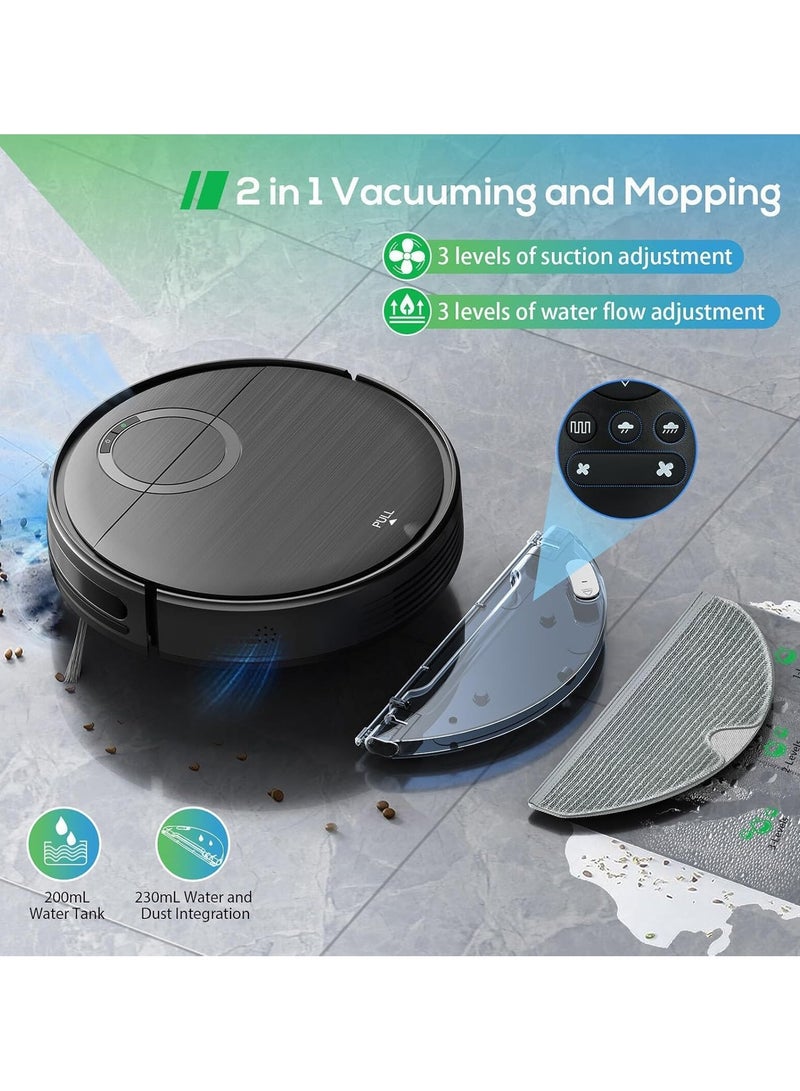 Robot Vacuum and Mop Combo, 2 in 1 Mopping Robotic Vacuum Cleaner with Schedule, Wi-Fi.App.Remote, Max Suction 2000Pa, Self Charging, Slim, Ideal for Hard Floor, Pet Hair, Low Pile Carpet  - Image 4