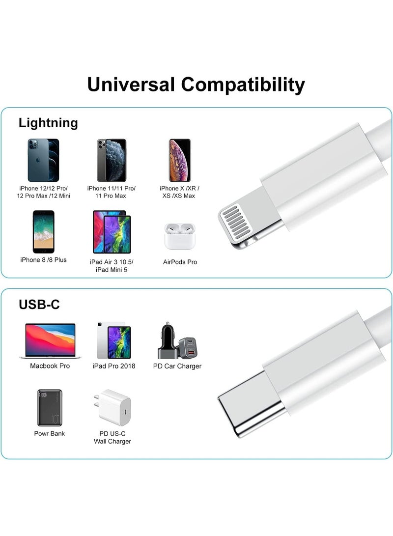 جومو ستور كابل USB-C إلى Lightning للشحن السريع، طول 1 متر، أبيض، واجهة USB 2.0، متوافق مع iPhone 14 / 13 / 12 / 11 Pro Max، iPad الجيل 9 / 8 / 7، AirPods Pro والمزيد - Image 3