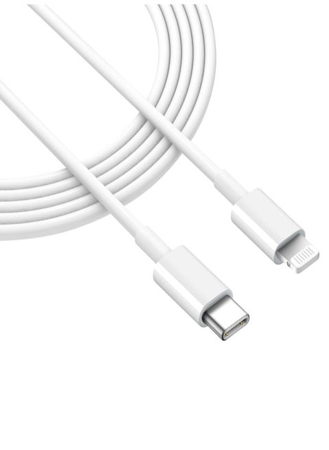 كابل USB-C إلى Lightning للشحن السريع، طول 1 متر، أبيض، واجهة USB 2.0، متوافق مع iPhone 14 / 13 / 12 / 11 Pro Max، iPad الجيل 9 / 8 / 7، AirPods Pro والمزيد