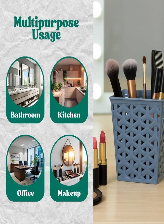 MORVI Linea Square Plastic Multipurpose Organizer For Kitchen, Bathroom, Salon, Office|Stationery,Cutlery,Pen,Makeup Brushes Holder|Hanging Toothbrush Stand |Pack Of 3 | WHITE - Image 5