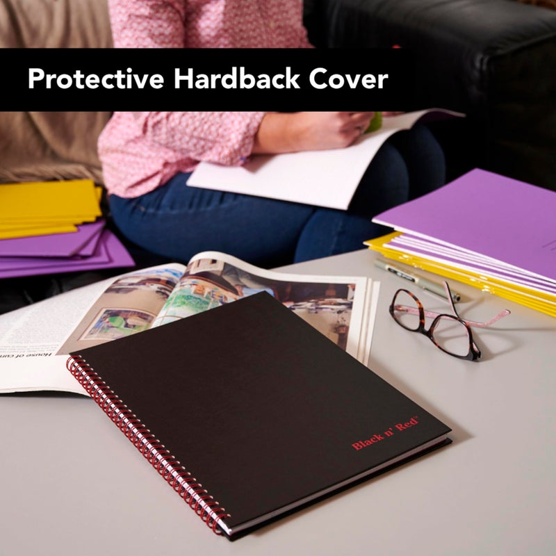 Black n' Red Notebook, Business Journal, 11" x 8-1/2", 70 Sheets, Ruled, Optik Paper, Scribzee App, Hardcover, Wirebound, Black (K67030) - Image 5