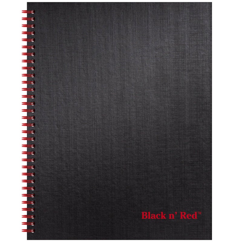 Black n' Red Notebook, Business Journal, 11" x 8-1/2", 70 Sheets, Ruled, Optik Paper, Scribzee App, Hardcover, Wirebound, Black (K67030) - Image 1