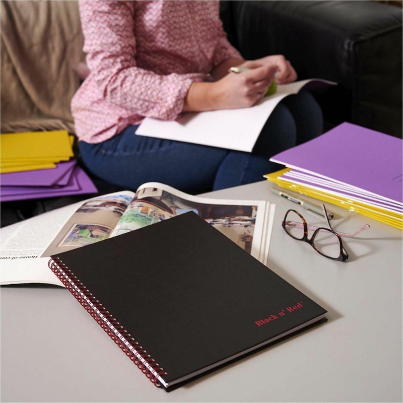 Black n' Red Notebook, Business Journal, 11" x 8-1/2", 70 Sheets, Ruled, Optik Paper, Scribzee App, Hardcover, Wirebound, Black (K67030) - Image 2