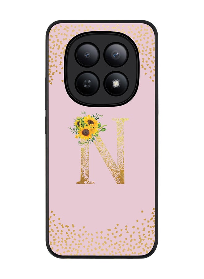 For Xiaomi Redmi Note 15 5G / Poco M8 Case,Slim fit Camera Protection, Shockproof Thin Phone cover  - Custom Floral Monogram - N  (Pink )