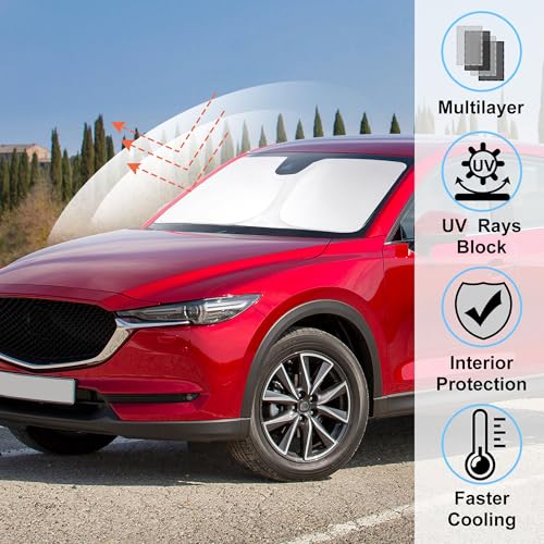 LHFLIVE Windshield Sun Shade Custom Fit for 2017-2024 2025 2026 Mazda CX5 CX-5 Accessories Front Window Sunshade Shield Blocker Keeps Car Cool - Image 2
