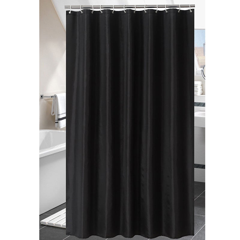 🚽 ستارة حمام سوداء مقاومة للماء من البوليستر 180x200 سم مع خطاف - Image 2