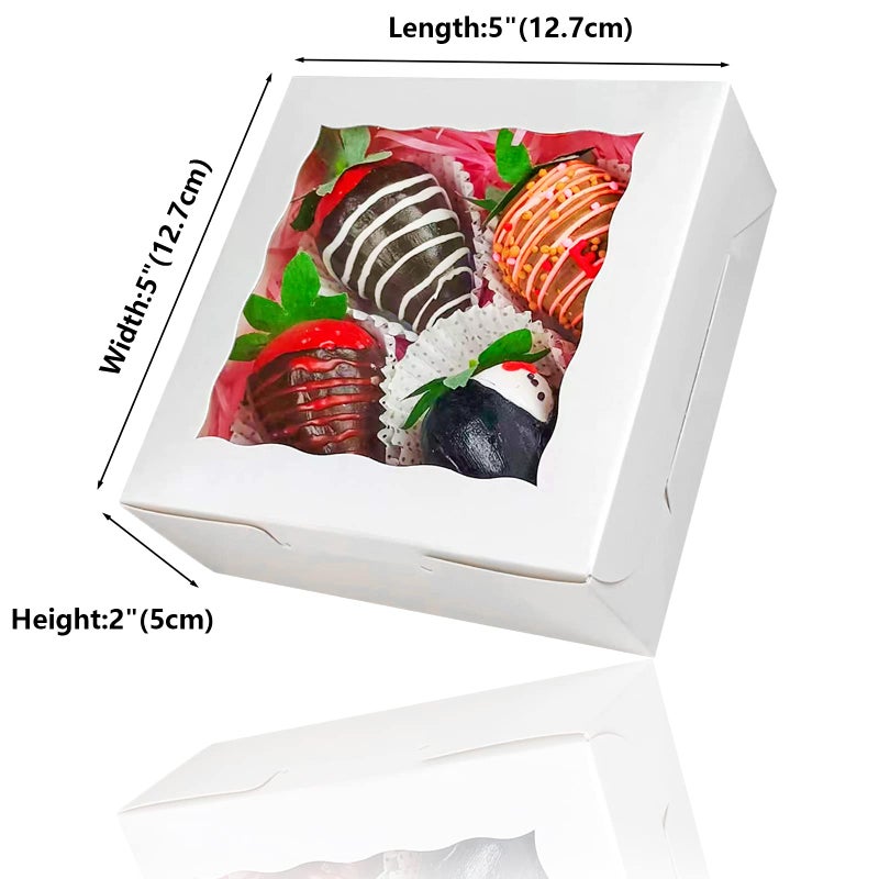 Romanticbaking 21Pcs 5X5X2 Inch Bakery Boxes Cookie Boxes With Window  Pastry Boxes For Macaroon Dessert Cupcake Donut Pastry Muffins - Image 2