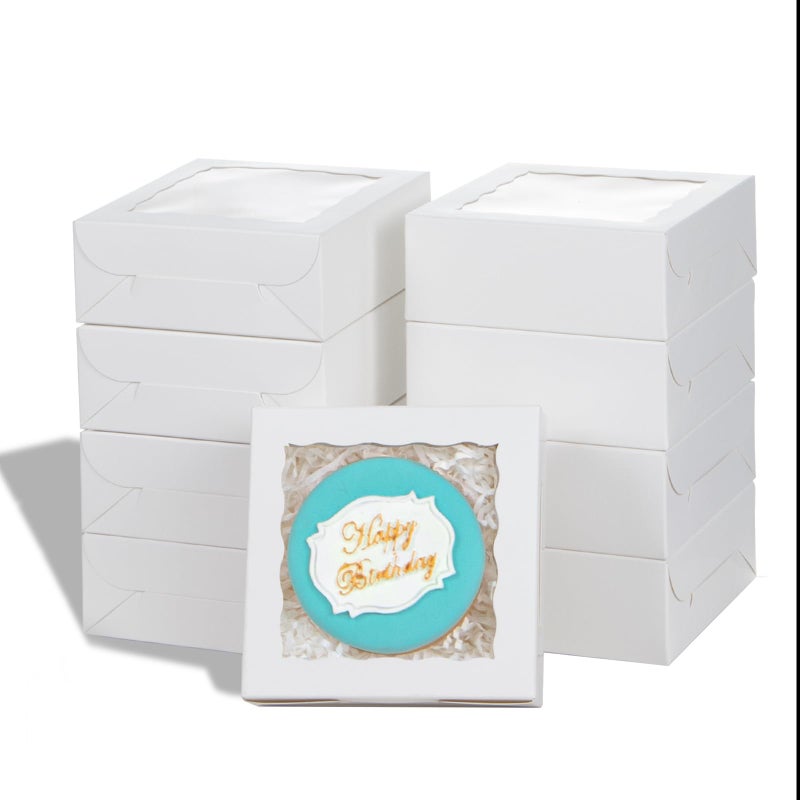 Romanticbaking 21Pcs 5X5X2 Inch Bakery Boxes Cookie Boxes With Window  Pastry Boxes For Macaroon Dessert Cupcake Donut Pastry Muffins - Image 5