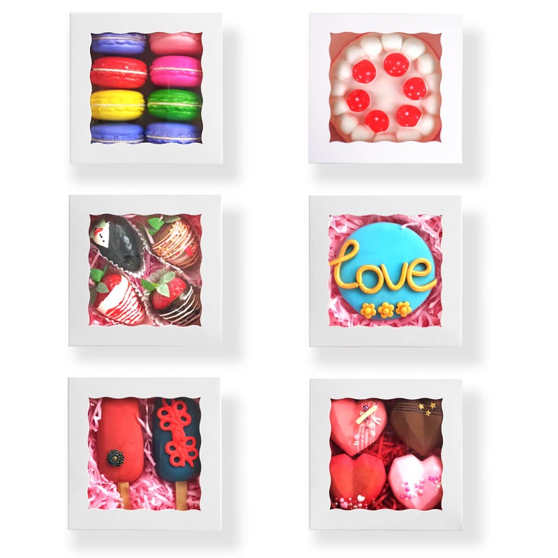 Romanticbaking 21Pcs 5X5X2 Inch Bakery Boxes Cookie Boxes With Window  Pastry Boxes For Macaroon Dessert Cupcake Donut Pastry Muffins - Image 3