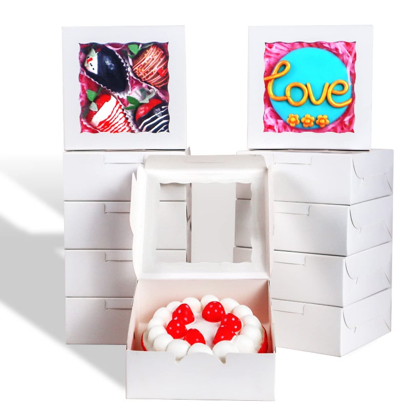 Romanticbaking 21Pcs 5X5X2 Inch Bakery Boxes Cookie Boxes With Window  Pastry Boxes For Macaroon Dessert Cupcake Donut Pastry Muffins - Image 1