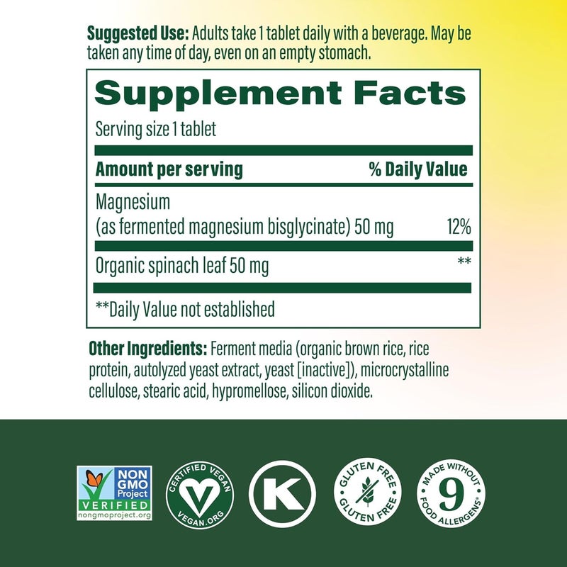 MegaFood Magnesium Supplement - Supports Nerve and Muscle Function with Spinach - Vegan and Gluten-Free - 90 Tablets - Image 2