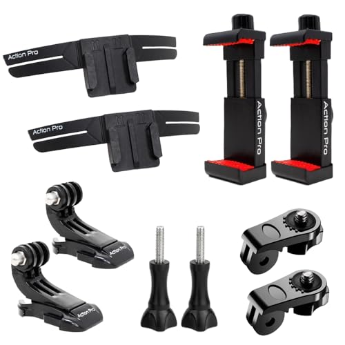 Action Pro Helmet Chin Mount Strap, Compatible with Smartphones & GoPro Hero 13/12/11/10/9/8/7/6/5, DJI Osmo, Insta360, SJCAM & Other Action Cameras (Pack of 2) - Image 1
