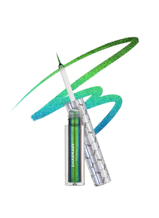 CHARMACY - Multichrome Eyeliner Liquid Liner Glitter Liquid Eyeliner Waterproof Metallic Intense Color Shifting Colorful Eyeliner Long Wearing Ultra Fine Tip Smudge Proof Green Indigo 905 - Image 1