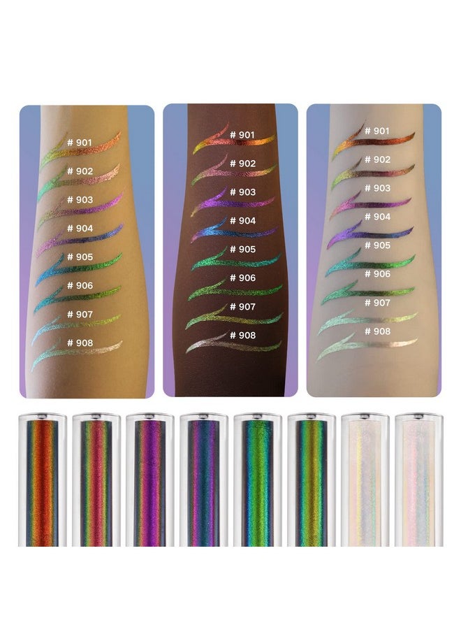 CHARMACY - Multichrome Eyeliner Liquid Liner Glitter Liquid Eyeliner Waterproof Metallic Intense Color Shifting Colorful Eyeliner Long Wearing Ultra Fine Tip Smudge Proof Green Indigo 905 - Image 1