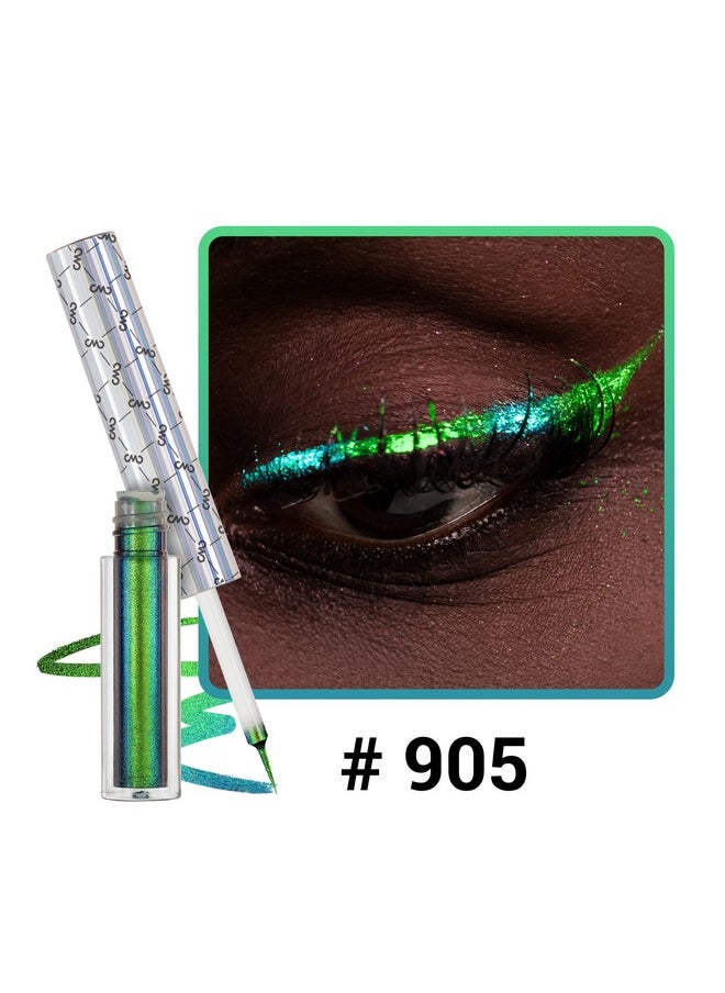 CHARMACY - Multichrome Eyeliner Liquid Liner Glitter Liquid Eyeliner Waterproof Metallic Intense Color Shifting Colorful Eyeliner Long Wearing Ultra Fine Tip Smudge Proof Green Indigo 905 - Image 1