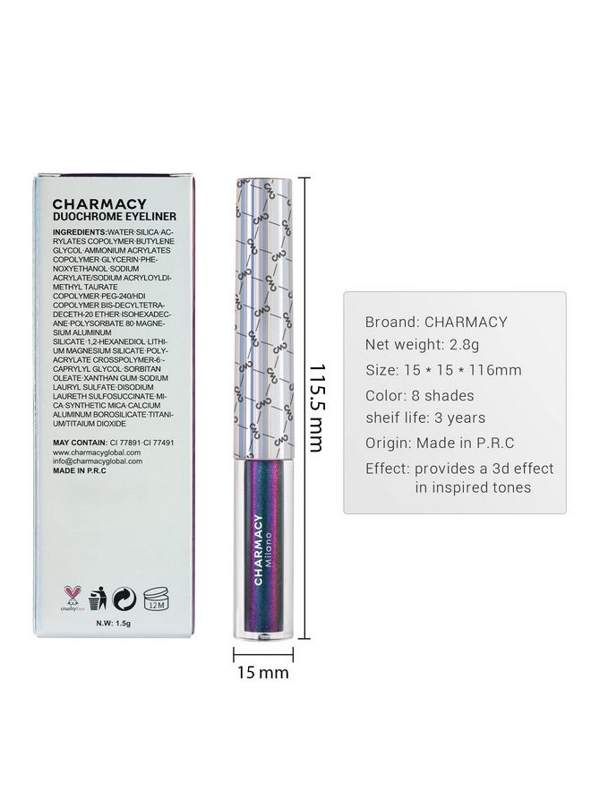 CHARMACY - Multichrome Eyeliner Liquid Liner Glitter Liquid Eyeliner Waterproof Metallic Intense Color Shifting Colorful Eyeliner Long Wearing Ultra Fine Tip Smudge Proof Green Indigo 905 - Image 1