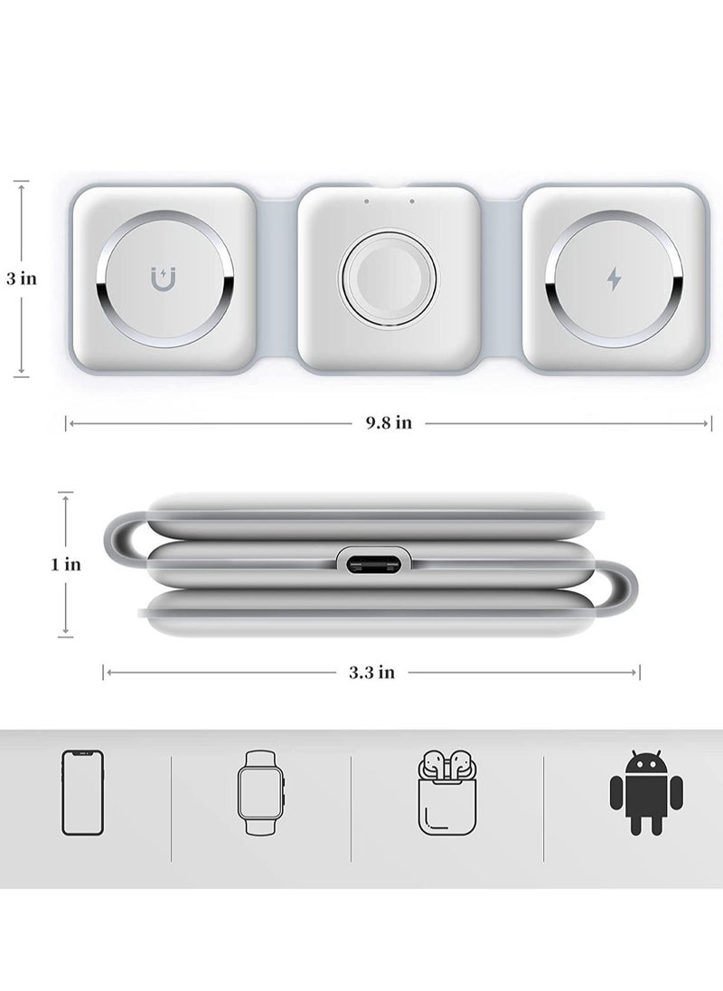 Wireless Charging, 3 in 1 Wireless Charger,Wireless Magnetic Fast Charging Foldable Dock station Charger for iPhone 14/13/12/11/8/Pro/Max,for iWatch,forAirPods 3/2/Pro and for Samsung - Image 5