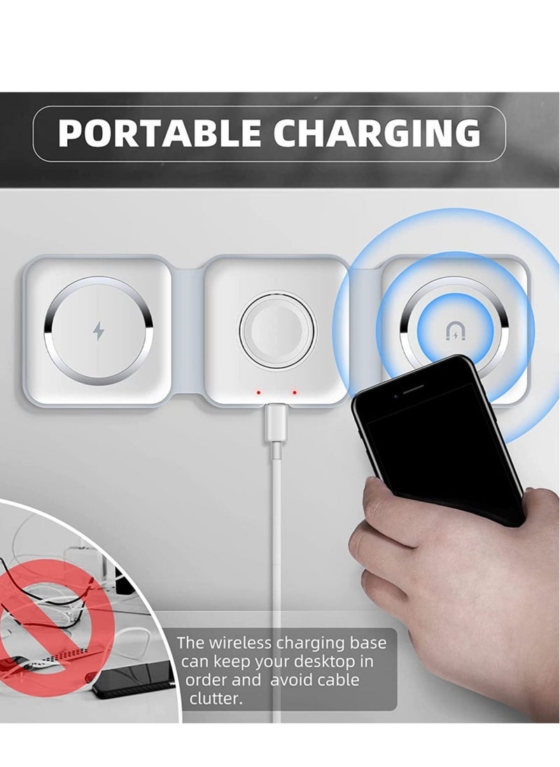 Wireless Charging, 3 in 1 Wireless Charger,Wireless Magnetic Fast Charging Foldable Dock station Charger for iPhone 14/13/12/11/8/Pro/Max,for iWatch,forAirPods 3/2/Pro and for Samsung - Image 3