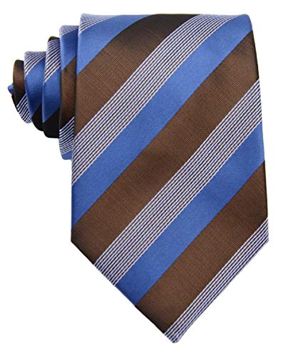 Geotae Zerun New Classic Men's Striped Silk Tie Necktie (Blue/Brown) - Image 1