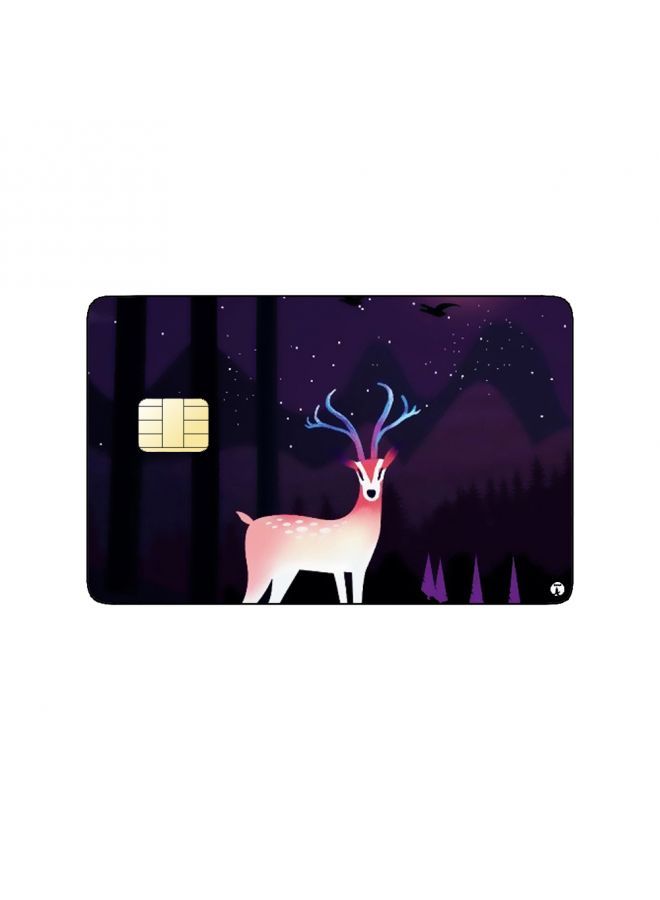 RKN PRINTED BANK CARD STICKER Aesthetic Reindeer Drawing In Forest At Night - Image 2