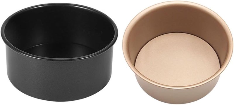 SMASOLO Carbon Steel Cake Pan Set 6-Inch Non-Stick Round Cake Mold with Removable Bottom for Baking Cheesecake 2pcs Black and Gold Bakeware Tools - Image 1