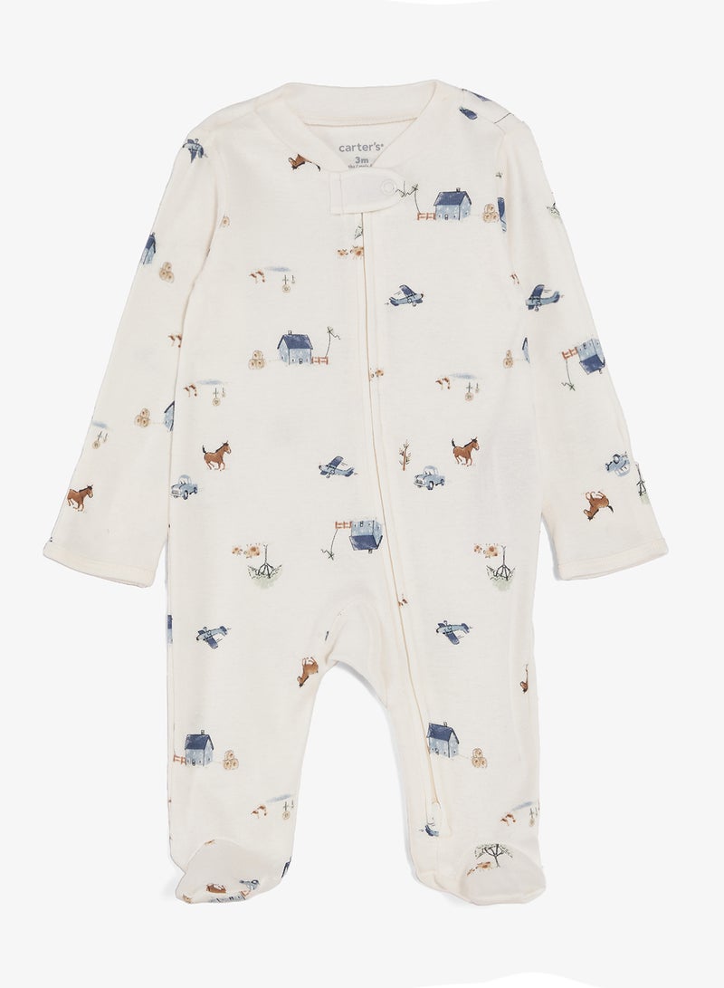 carter's Infant Printed Interlock Footed Rompers - Image 2
