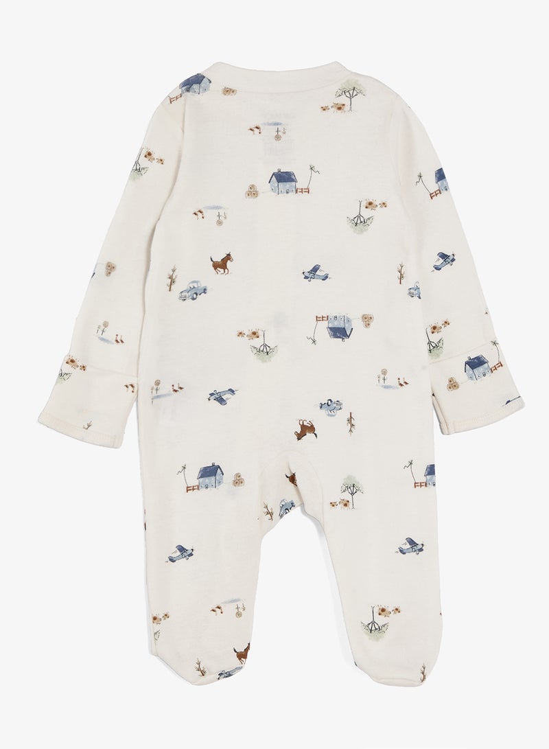carter's Infant Printed Interlock Footed Rompers - Image 3