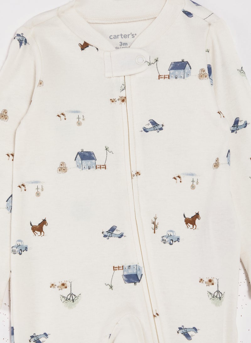carter's Infant Printed Interlock Footed Rompers - Image 4
