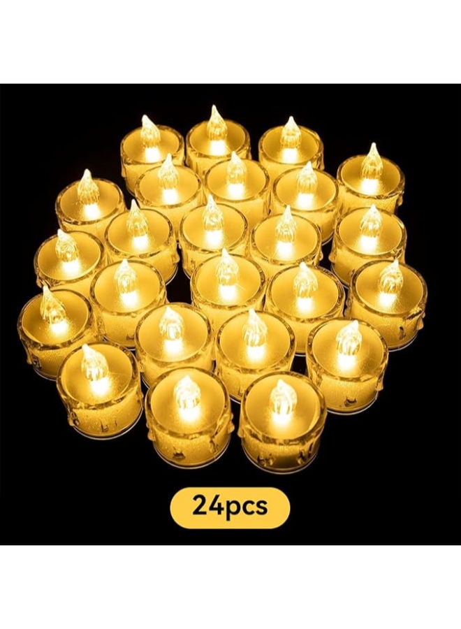 24-Pack Flameless LED Tea Lights Realistic Candles, Battery Operated - Image 3