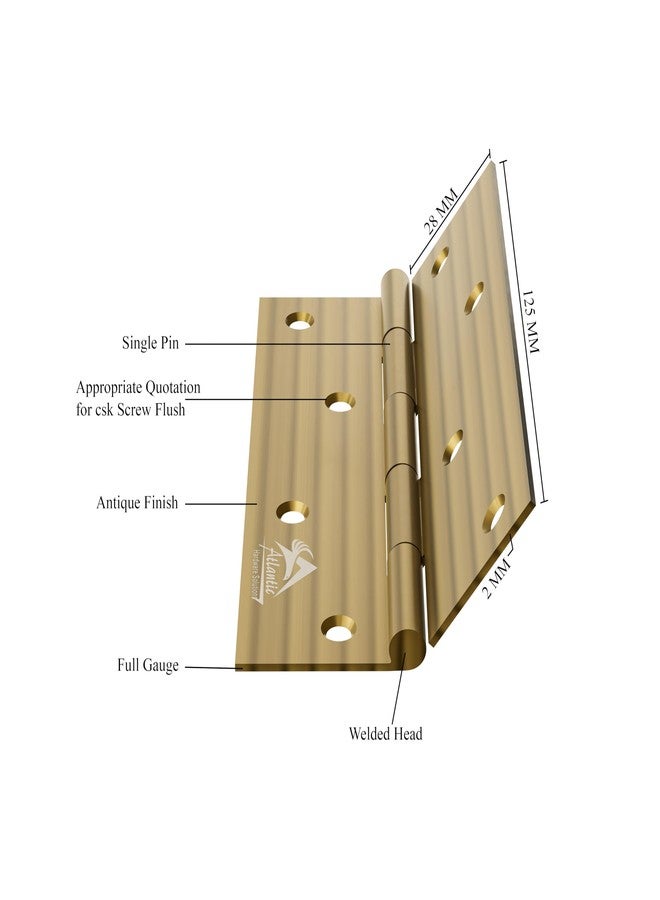 Atlantic Door Butt Hinges 5 Inch x 14 Gauge/2 MM Thickness, Premium Stainless Steel Welded Head, Antique Finish, Pack of 12 Pcs - Image 4