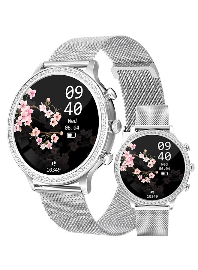 RollsTimi  Women's smart watch (answer/make calls) smartwatch for Android phones and iOS 1.32"HD screen fitness tracker 19 exercise mode heart rate sleep monitor pedometer waterproof, RT-I70 Silver - Image 1