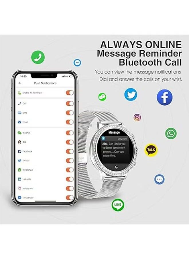 RollsTimi  Women's smart watch (answer/make calls) smartwatch for Android phones and iOS 1.32"HD screen fitness tracker 19 exercise mode heart rate sleep monitor pedometer waterproof, RT-I70 Silver  - Image 2