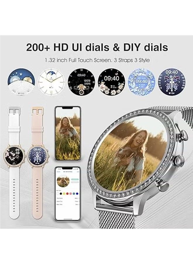 RollsTimi  Women's smart watch (answer/make calls) smartwatch for Android phones and iOS 1.32"HD screen fitness tracker 19 exercise mode heart rate sleep monitor pedometer waterproof, RT-I70 Silver  - Image 4