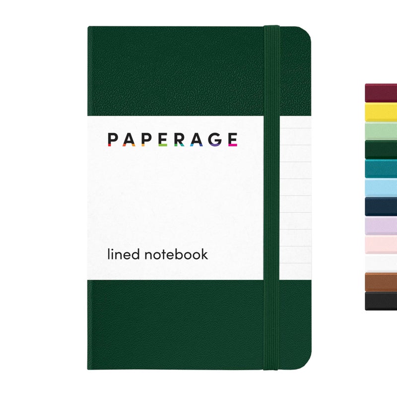 PAPERAGE Lined Pocket Journal Notebook, 1 Pack, (Dark Green), 160 Pages, Small, 3.6 inches x 5.6 inches - 100 GSM Thick Paper, Hardcover - Image 1