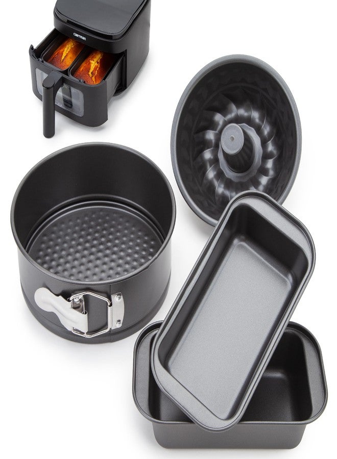 CARTMAN 4-Piece Air Fryer Bakeware Set, Non-Stick Carbon Steel Mini Springform, Bundt Cake Pan, 2 Loaf Pans, Fits Ninja, Chefman, Cosori, Instant Pot, Non-Toxic with Online Recipe Guide - Image 1