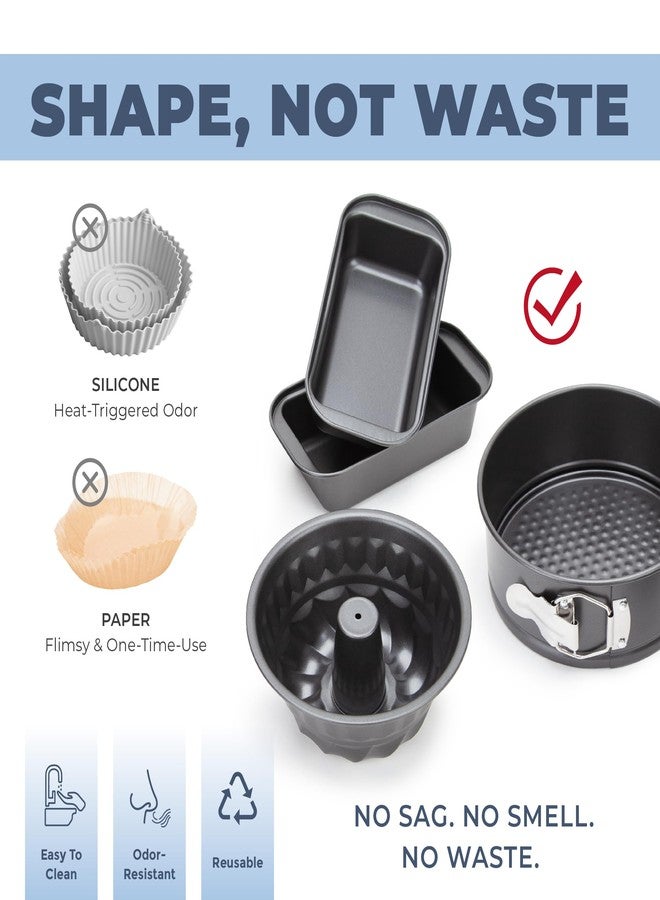CARTMAN 4-Piece Air Fryer Bakeware Set, Non-Stick Carbon Steel Mini Springform, Bundt Cake Pan, 2 Loaf Pans, Fits Ninja, Chefman, Cosori, Instant Pot, Non-Toxic with Online Recipe Guide - Image 3