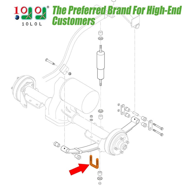 10L0L Golf Cart Rear Spring U Bolt for EZGO TXT 1994-up Electric & Gas, Includes Nuts, OEM# 72124G01 72618G01 72029G01, 2 PCS - Image 2
