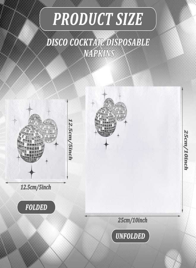 Patelai Disco Ball Napkins Party Decoration Disposable Cocktail Napkin with Silver Foil Last Disco Bach 70s 80s 90s Party Supplies for Wedding Birthday, 3 Ply, 5 Inch(Simple,100 Pcs) - Image 3