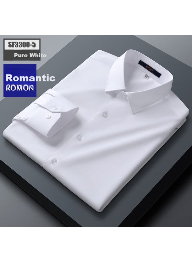 Romon White Dress Shirt For Men, Long Sleeve, Business Formal Wear, Wrinkle-resistant, High-end White Shirt, White, Size 41 - Image 1