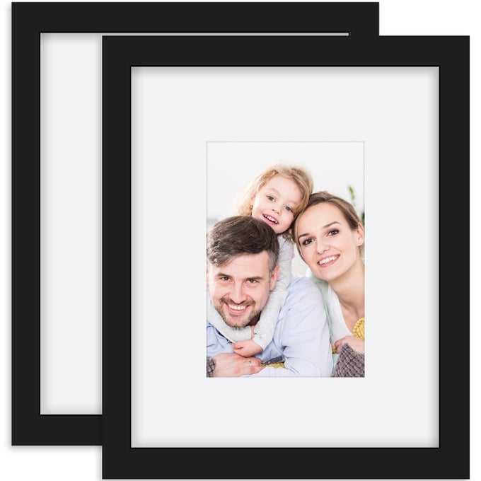 PICTURE FRAMES 8X10 2 PACK NATURE SOLID WOOD BLACK FOR WALL MOUNTING AND TABLETOP DISPLAY