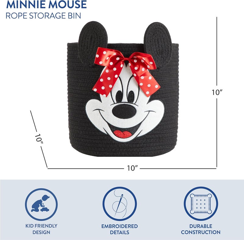 Idea Nuova Disney Minnie Mouse Rope Storage Basket,Cute Figural Organizer Bin for Kids Room, Nursery or Toys, 10 H x 10 W - Image 2