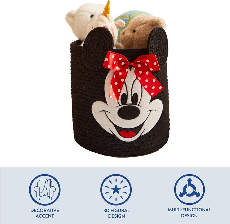 Idea Nuova Disney Minnie Mouse Rope Storage Basket,Cute Figural Organizer Bin for Kids Room, Nursery or Toys, 10 H x 10 W - Image 3