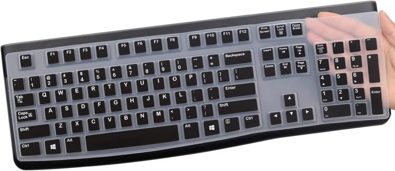 OJOS Keyboard Cover Skin Protector for Logitech MK120 K120 Wired, Keyboard Protective Skin US Layout (NOT Fit Other Model Keyboards)-Black - Image 1