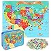LELEMON Puzzles for Kids Ages 46USA Map 100 Piece Puzzles for Kids Ages 48 in a Metal BoxEducational Jigsaw Puzzles 100 Piece Puzzle Games Puzzle Toys for Girls and Boys - Image 2