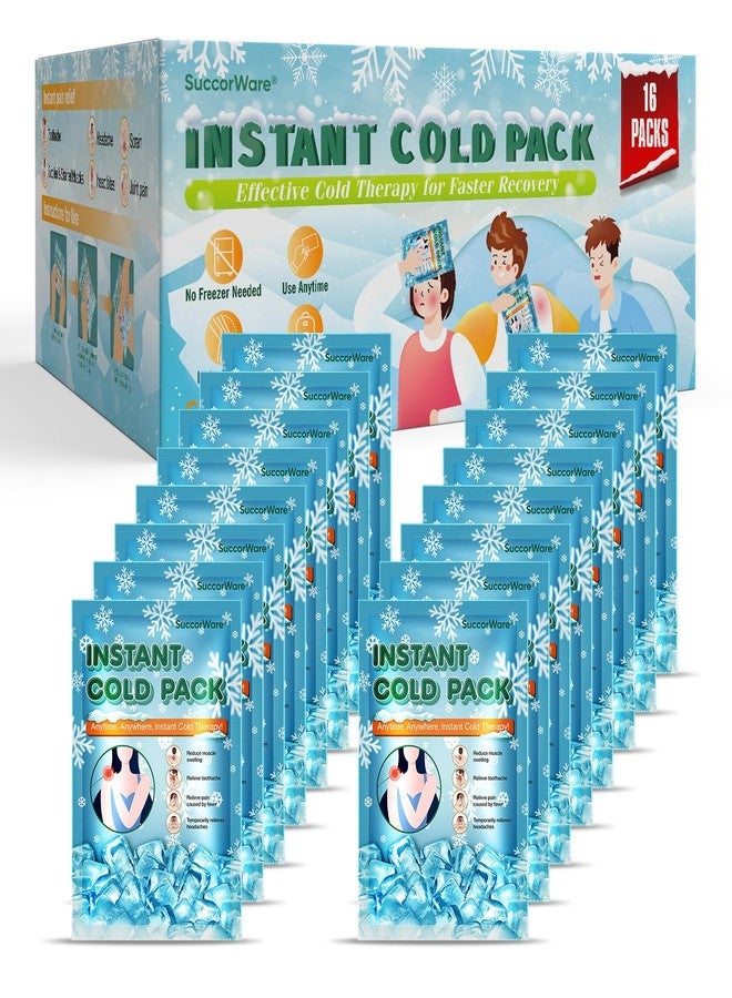 SuccorWare 16 Packs Instant Cold Pack for Large Size (5.9" x 8.6") - Disposable First Aid Ice Packs for Injuries - Cold Compress for Pain Relief, Swelling, Toothache, Athletes & Outdoor Activities - Image 1